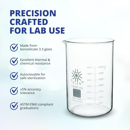 United Scientific™ Large Glass Beaker, 10,000ml, Autoclavable, 1 Each - size: 10L (1 Each)