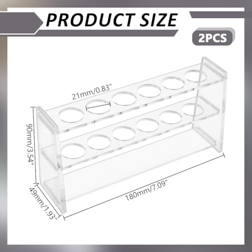 Clear Acrylic Test Tube Rack 6 Holes 21mm Dia Test Tubes Holder Rollerball Perfume Organizer Shot Tubes Holder Plant Hydroponic Propagation Station Multipurpose for Pens Lab Desk Use - size: 21mm