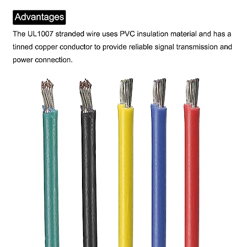 MECCANIXITY 16AWG Wire 16 Gauge Electrical Wire, PVC 1007 Stranded Wire Hook Up Wire Tinned Copper Wire 25m(82ft) 5 Colors for DIY and Wiring Applications - size: 16AWG,82ft
