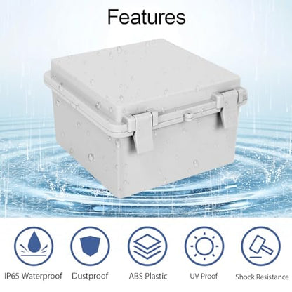 Junction Box, ABS Plastic IP65 Waterproof Dustproof Universal Electrical Enclosure Hinged Shell Outdoor and Indoor Usage Project Box, 5.9"x 5.9"x 3.5"(150x150x90mm), 2 Pack - size: 5.9" x 5.9"x 3.5" (2pc)