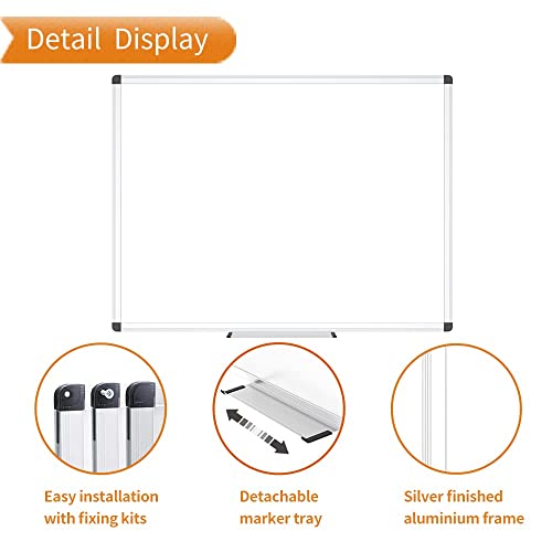 VIZ-PRO Magnetic Whiteboard, 40 x 30 Inches, Dry Erase Board for Wall - size: 40"W x 30"H