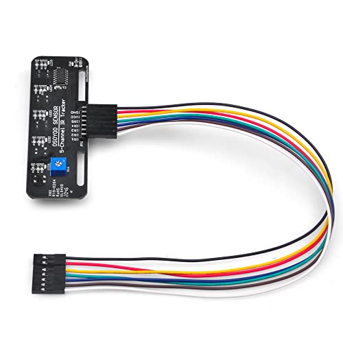 OSOYOO Infrared Line Tracking Sensor Module + 7 Pin 25cm Female to Female Jumper Wire, 5-Channel Infrared IR Line Reflection Tracker Sensor 3.3V-5V, Smart Car Black White Line Detection Tracing