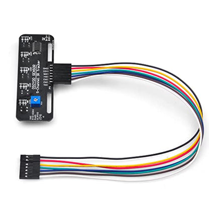 OSOYOO Infrared Line Tracking Sensor Module + 7 Pin 25cm Female to Female Jumper Wire, 5-Channel Infrared IR Line Reflection Tracker Sensor 3.3V-5V, Smart Car Black White Line Detection Tracing