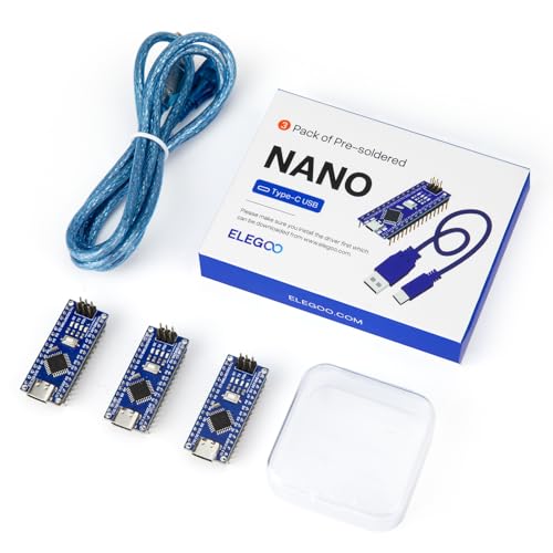 ELEGOO Presoldered Nano Board USB-C with Cable Compatible with Arduino 3PC - size: 3 Pcs Nano with USB-C cable