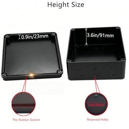 Outdoor Waterproof Box,Junction Box Reserved Holes IP65 ABS Plastic Electrical Boxes Power Cord Enclosure Project Box Black 11.8 x 9.8 x 4.7 inch(300x250x120mm) - size: 11.8" x 9.8" x 4.7"