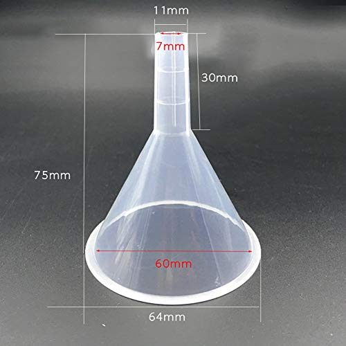 12Pcs Plastic Filter Funnel 60mm Dia Clear Funnels with Spout for Science Lab Water Bottle Filling Liquid Transfer