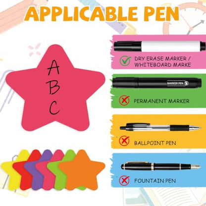 48Pcs Large Star Dry Erase Dots for Classroom Table, 12inch, Colorful - color: Colorful