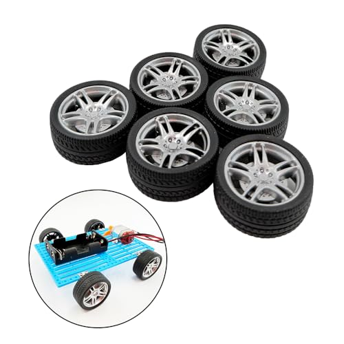 12PCS Toy Wheel RC Car Rubber Tire Wheel with Round Rod Shaft Axles for RC Car Truck Robot Boat Helicopter DIY Model Toy Building Project (2.5x32mm) - style: 2.5x32mm