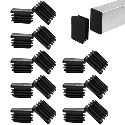 16 Pack 1-3/16 x9/16 Black Rectangular Tube End Cap Plastic Plugs - color: Black, size: 1-3/16" x 9/16" - 16 pcs