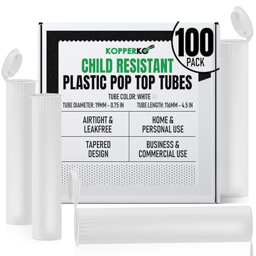Kopperko Travel Pill Bottle, 116mm, 100 Pack, White - color: White, size: 100 Tubes