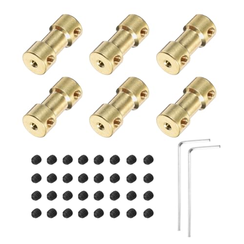 MECCANIXITY 6pcs 2mm to 2mm Brass Shaft Coupling Joint Connector with Screws and Hex Wrench Flexible Motor Shaft Coupler for Car Wheels Tires Shaft Motor - size: 2mm to 2mm