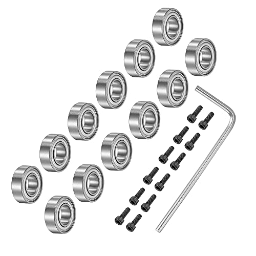 uxcell 12Pcs Bearing Accessory Kit 3/16" I.D. 3/8" OD 1/8" Thick Top Mounted Bearings for Router Bit (#5-40 x 3/8" Screws) - size: 3/16"x3/8"x1/8"