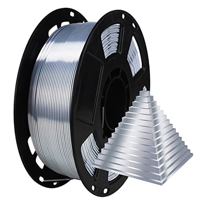 1.75mm Silk Pearlescent Metal Silver Shiny PLA Filament, 1kg 3D Printing Material Widely Support for FDM 3D Printer, Pack with Extra Filament Sample by BBLIFE - color: Silver