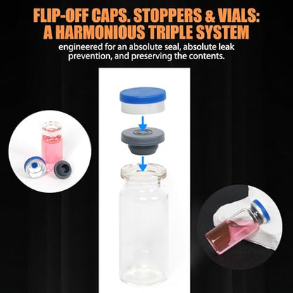 100 Pack 10ml Clear Glass Vials with Caps – 2.5 Dram Lab Headspace Vials - color: Clear Vial Blue Cap, size: 10ml