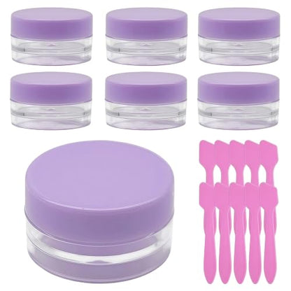 50 Pcs Makeup Sample Containers 3g/5g Sample Containers with Lids Tiny Sample Jars for Skincare Cream Lotion Jewelry Beads DIY Crafts Travel (FZG/3g/Zi) - color: purple, size: 3g