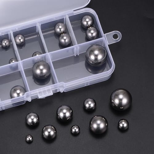 uxcell 24pcs G200 Precision Balls Assortment Kit 3/4" 5/8" 9/16" 1/2" 7/16" 3/8" 5/16" 1/4" 15/32" 304 Stainless Steel Solid Bearing Balls