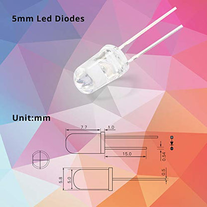 Novelty Place 100 Pcs 5mm Multicolor LED Diode Lights(5 Colors x 20pcs) - color: Multicolor