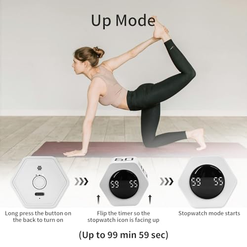 LUCKY TIME Flip Productivity Timer, 1, 5, 10, 30, 60 Min, Desk Cube Timer - color: White*2 Hexagon