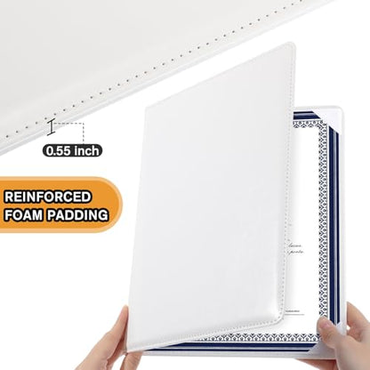 Tenare 10 Pcs White PU Leather Certificate Cover Diploma Folder Holder - color: White