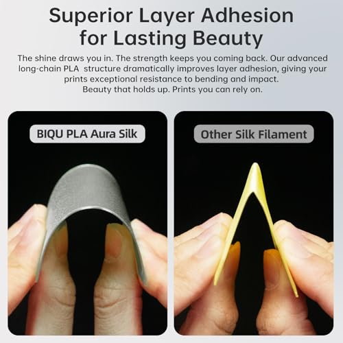 BIQU PLA Aura Silk 3D Printer Filament 1.75mm 1KG(2.2lbs) Spool, Silver PLA - color: Silver