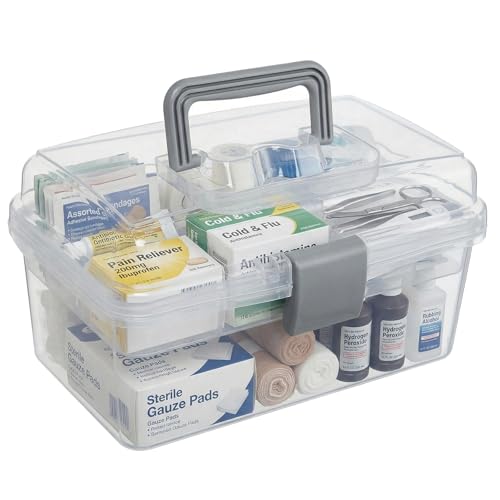 MyGift 10.2 Inch Transparent Plastic Empty Arts and Crafts Tackle Box