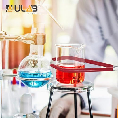 Ulab Lab Beaker Tongs, Red Rubber Coated Ends, Nickel Plated 1/4" Steel, for 50mL - 2000mL Capacity Beaker, USC1002 - style: Lab Beaker Tong -1PC