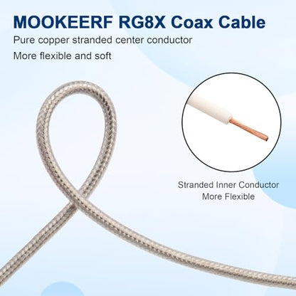 MOOKEERF RG8X N Male to N Male Cable 25FT,Ultra Low Loss N Cable 50 ohm RG8X Stranded Core for WiFi Router,Amplifier,Antenna,Signal Booster Use - size: 25FT