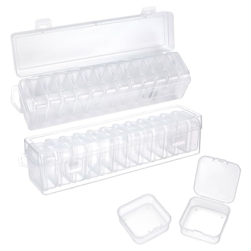 CRAFTYMELODY 26Pcs Bead Organizer Box Plastic Storage Cases Mini Clear Bead Storage Containers Square Transparent Boxes with Hinged Lid for Bracelet Making DIY Jewelry Craft Supply Nail