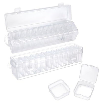 CRAFTYMELODY 26Pcs Bead Organizer Box Plastic Storage Cases Mini Clear Bead Storage Containers Square Transparent Boxes with Hinged Lid for Bracelet Making DIY Jewelry Craft Supply Nail