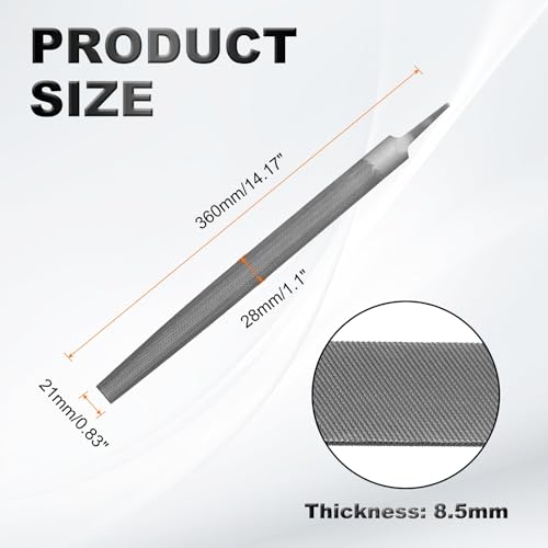 HARFINGTON 12" Half Round Medium Cut File Double Cut Teeth without Handle - size: 12"