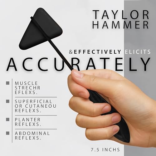 ASA TECHMED Premium 7 Piece Tactical Black Diagnostic Kit - Taylor Hammer, Measuring Tape, Tuning Forks, Bandage Scissors, Pupil Gauge Penlight, Snellen Eye Chart (Black) - color: Black