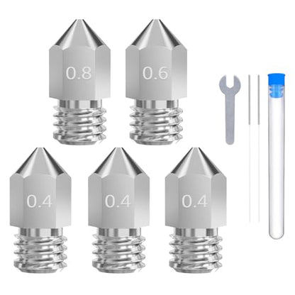 ELEGOO 5pcs 0.4/0.6/0.8mm Harden Steel Nozzles for Neptune 3/Pro/Plus/Max - style: Harden Steel Multi Sizes