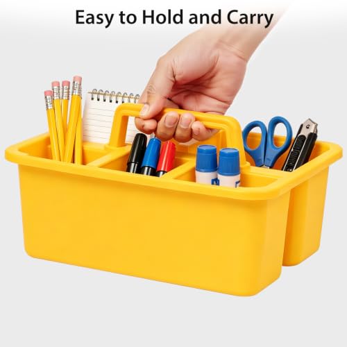 6 Pack Classroom Caddy, Plastic Caddies with Handle & Removable Dividers