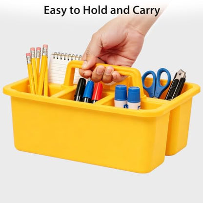 6 Pack Classroom Caddy, Plastic Caddies with Handle & Removable Dividers