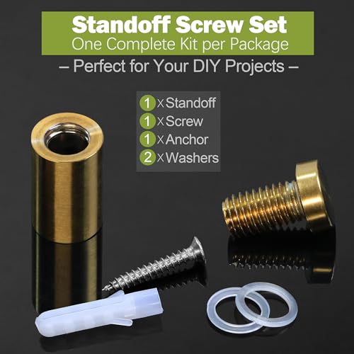 16 x 30mm (Dia. x L) Stainless Steel Standoff Screws - Gold - 4 Pieces - color: Gold, size: 16 x 30mm / 0.63" x 1.18"