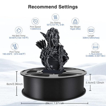 Silk Black PLA Filament 1.75mm Shiny Black 3D Printer Filament 1KG - color: Black