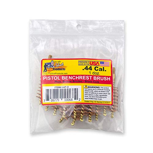 Pro-Shot Products .44 Cal. Pistol Bore Brush Dozen Pack, Brass - size: .44 CAL (Pistol)