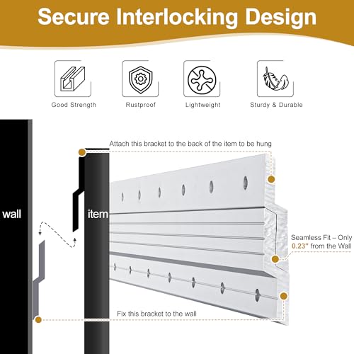 16 Pairs French Cleat 41 inch, Heavy Duty Aluminum Picture Hanger - size: (16 Pair) 41-inch