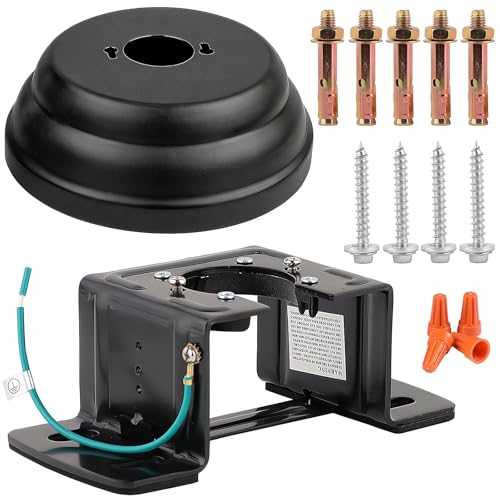 3.0mm Heavy Duty Ceiling Fan Mounting Bracket Kit with Matte Black Canopy Cover, 220lbs High Load Carbon Steel Fan Hanger Set, Fits 4-72 inch Extension Downrods - color: Matte Black Canopy