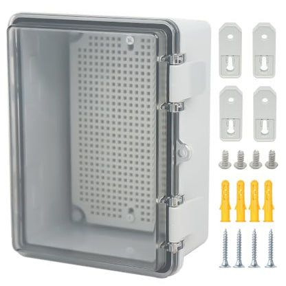 Junction Box, Hinged Grey Clear Cover IP67 Waterproof ABS Project Box with Mounting Plate Electrical Box Enclosure with Wall Bracket 7.1 x 5.1 x 3.5inch(180x130x90mm) - color: Transparent, size: 7.1"x5.1"x3.5"