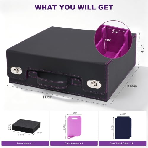 3-Row Trading Card Storage Box with handle & Closure, Black Purple - color: Black Purple, size: 3 Rows