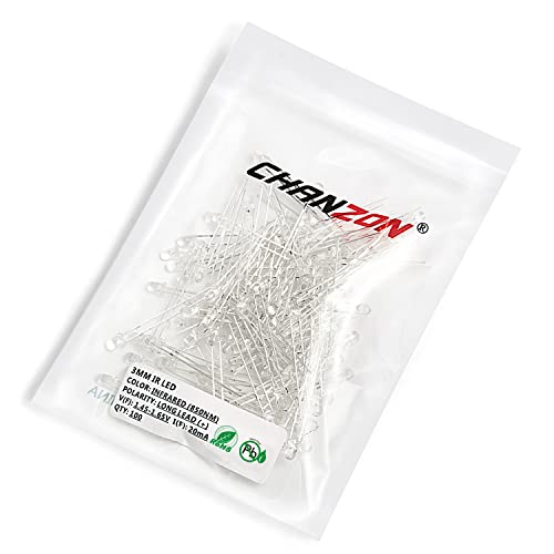 CHANZON 100 pcs 3mm Infrared Ray IR 850nm Emitter LED Diode Lights - color: E) 3mm 850nm Ir Emitter (100pcs)