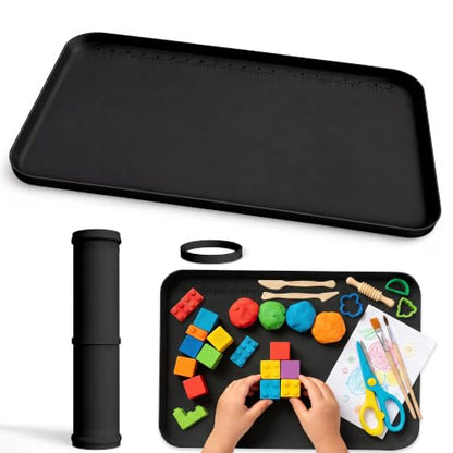 Silicone Mats for Crafts, 12" x 19" Waterproof Non-Slip Playdoh Mat - color: Black, size: 19"x12"