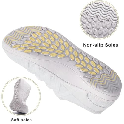 Linenghs Womens Barefoot Shoes Wide Width Toe Box Zero Drop Sneakers - color: B White, size: 10 Wide