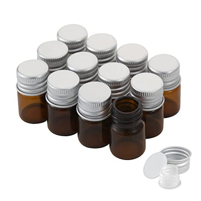 12PCS 5ml Amber Glass Small Vials w/ Aluminum Screw Caps & Plastic Stoppers - color: Amber, size: 5ml
