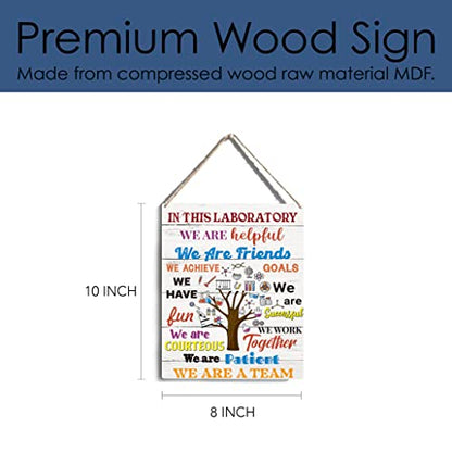 Wooden Scientists Hanging Sign - Science Classroom Art - Library Decor - 10x8 Inch - color: multi11