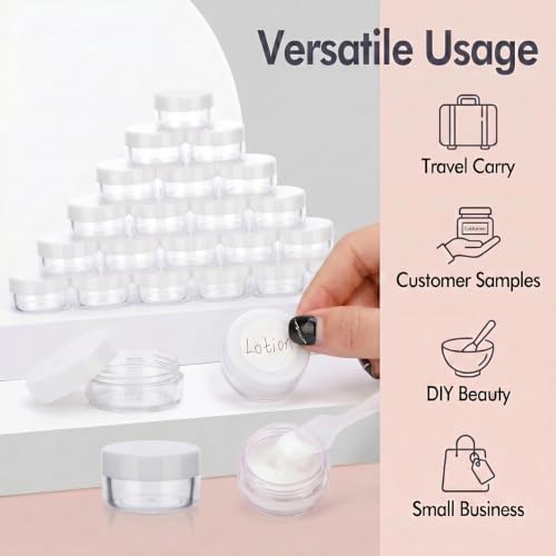 5 Gram Sample Containers 50 Count Small Travel Containers with Lids - color: White