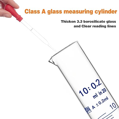 Thick Glass Graduated Cylinder Measuring Liquid Lab Hexagon Base Cylinders Come with Cylinder Brush (Glass, 100ML) - size: 100ml