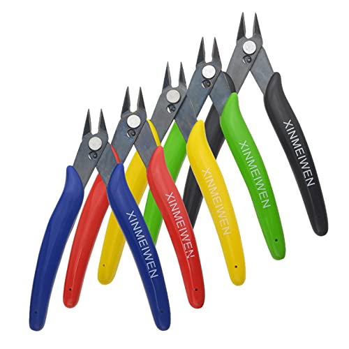 5PCS Wire Cutters Precision Electronic Flush Cutters Mini Cutting Pliers for Ultra-fine Cutting Needs (5 Colors) - color: Multi-color, size: 5Pack