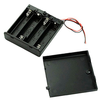 Ogrmar 2Pcs On/Off Switch 4 x 1.5V AA Battery Case Holder Leads Black w Cap
